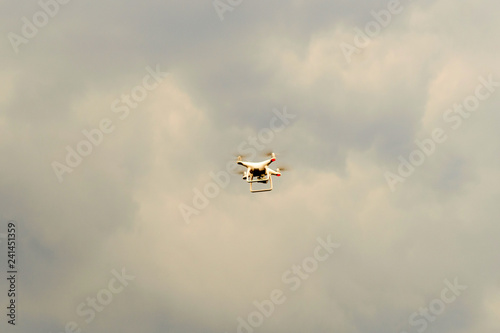 Drone on Cloud Background