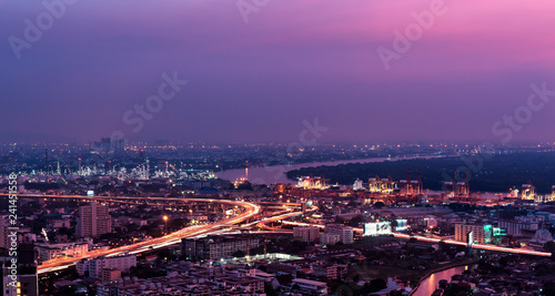 Ariel view of city of bangkok metropolis in twilight   © Success Media