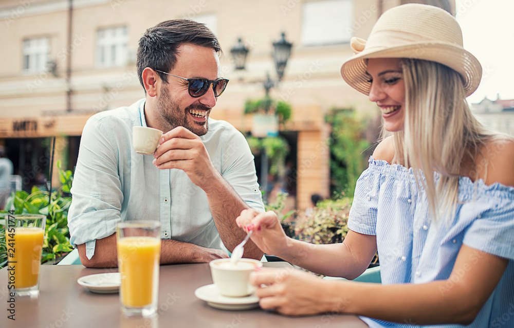 Romantic couple in the cafe. Dating, love, relationships