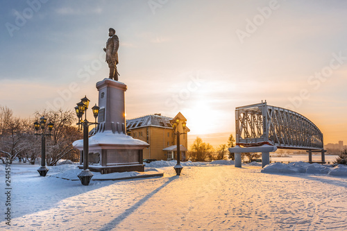 Monument to the Russian Emperor Alexander the Third. Novosibirsk, Russia