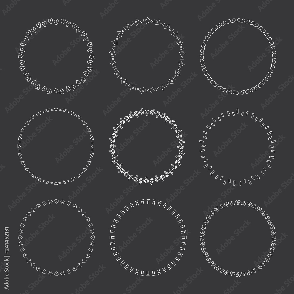 Set of vector graphic circle frames for design