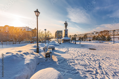 Monument to the Russian Emperor Alexander the Third. Novosibirsk, Russia