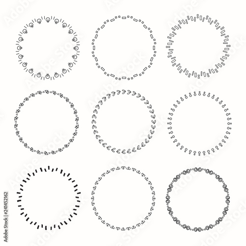 Set of vector graphic circle frames for design