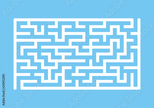 White rectangular labyrinth. Game for kids. Puzzle for children. Maze conundrum. Flat vector illustration isolated on colored background.