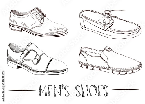 Set of men's shoes. Sketch.