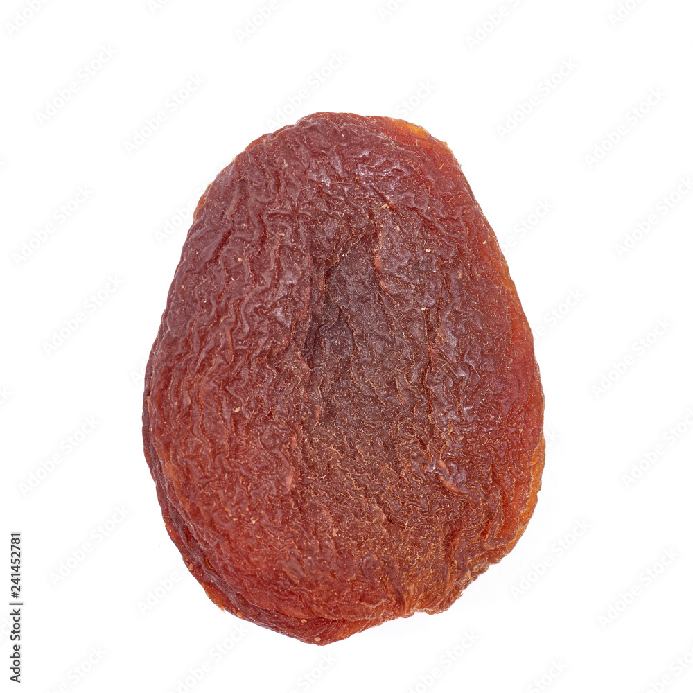Close up picture of a naturally dried apricot isolated on a white background. Close up picture of a naturally dried apricot isolated on a white background.