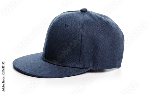Blue cap textile on a white background. Isolation