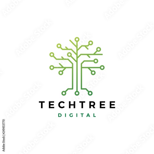 tech tree electrical circuit digital logo vector icon