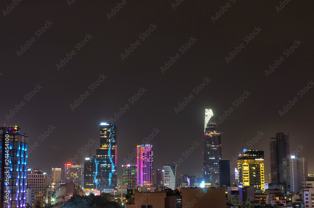 Fototapeta premium Ho Chi Minh city, Vietnam skyline by night
