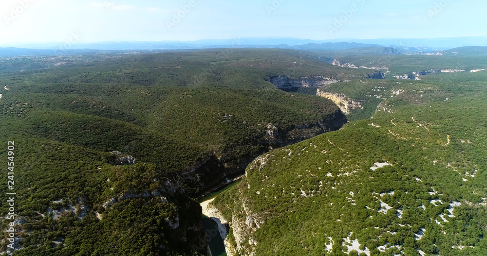 Ardeche landscape in aerial view, France Ardeche landscape in aerial view, France