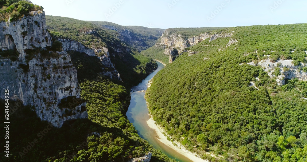  Ardeche landscape in aerial view, France