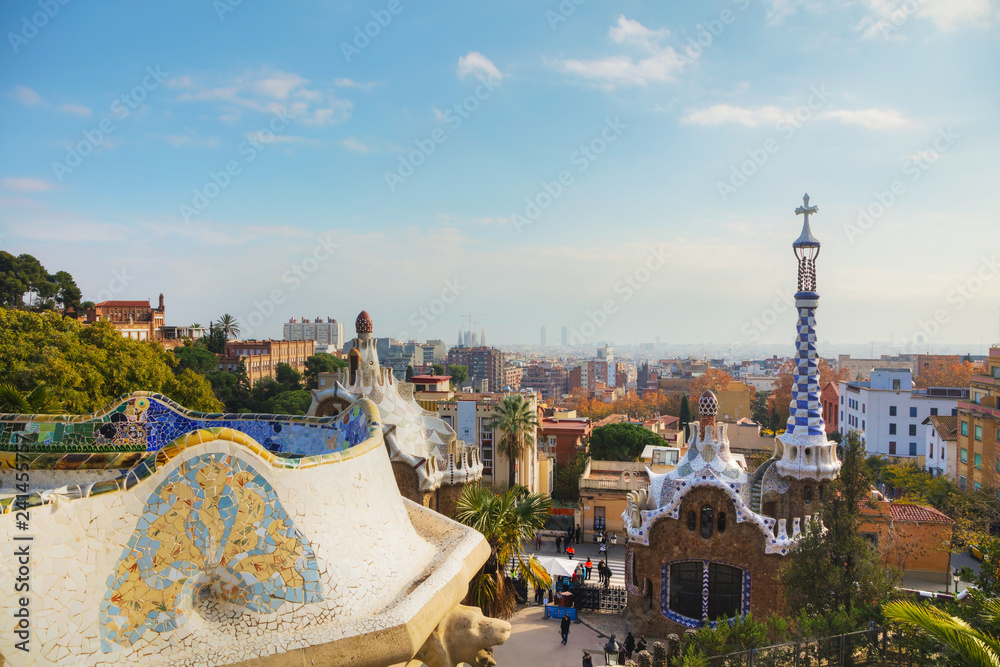 Overview of the entrance to park Guell
