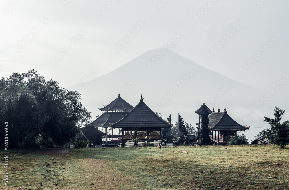 Pura Lempuyang temple and view on volcano Agung