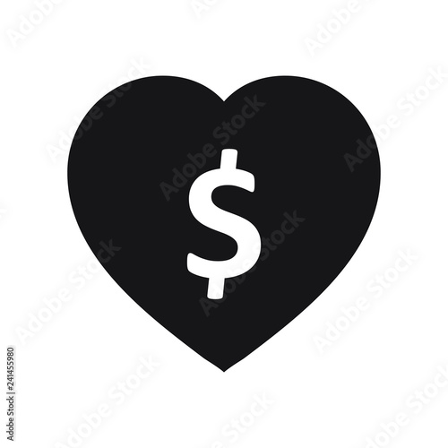 Love of money icon. Dollar sign in heart
