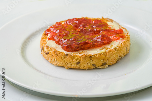 toast with strawberry marmalade
