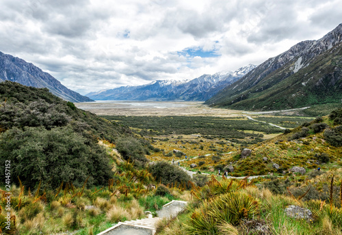 Tasman Glacier Track at Aoraki, Mount Cook, New Zealand, South Island, NZ photo