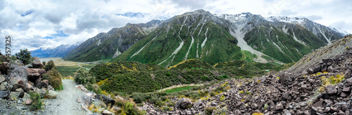 Tasman Glacier Track at Aoraki, Mount Cook, New Zealand, South Island, NZ photo