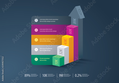 Business Growth Conceptual 3D Infographic Layout Stock Template | Adobe ...