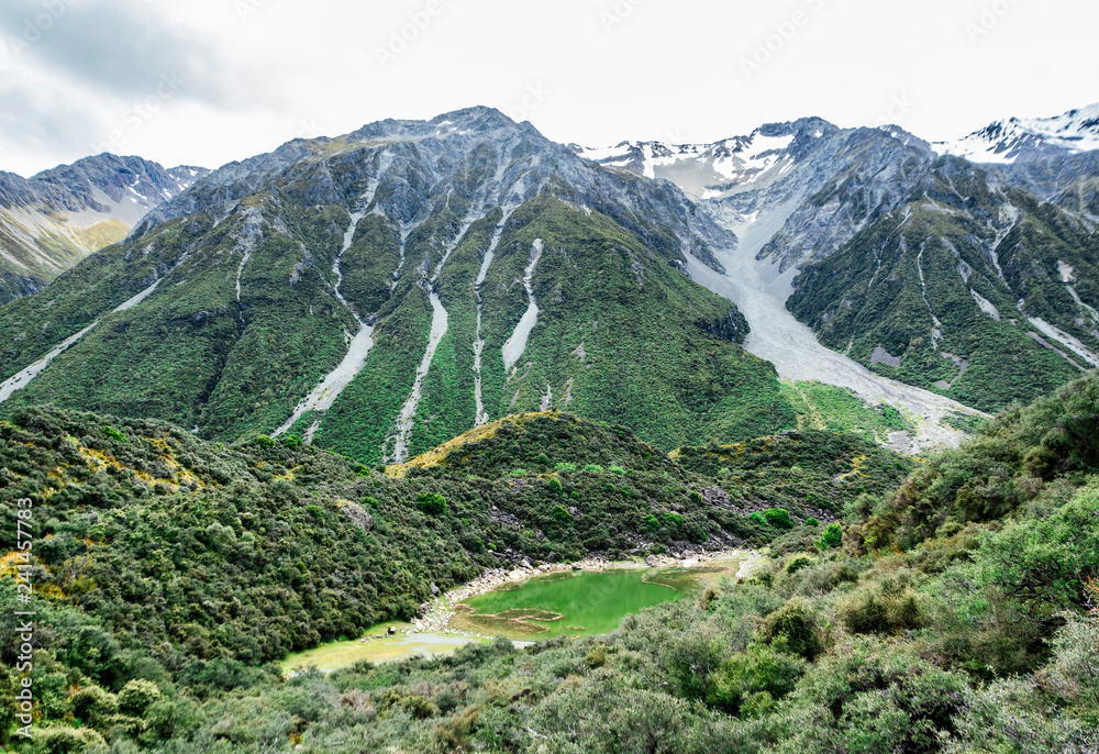 Tasman Glacier Track at Aoraki, Mount Cook, New Zealand, South Island, NZ Tasman Glacier Track at Aoraki, Mount Cook, New Zealand, South Island, NZ