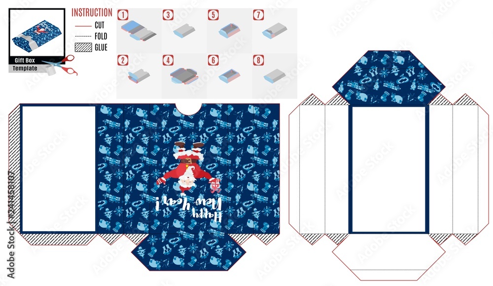 paper box template. strong santa claus on blue.stock image vector paper box template. strong santa claus on blue.stock image vector