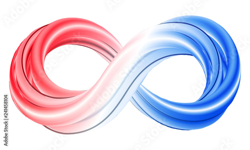 3d infinity symbol. Red and blue infinity icon.