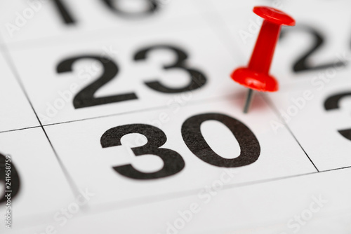 Quadro su tela Pin on the date number 30