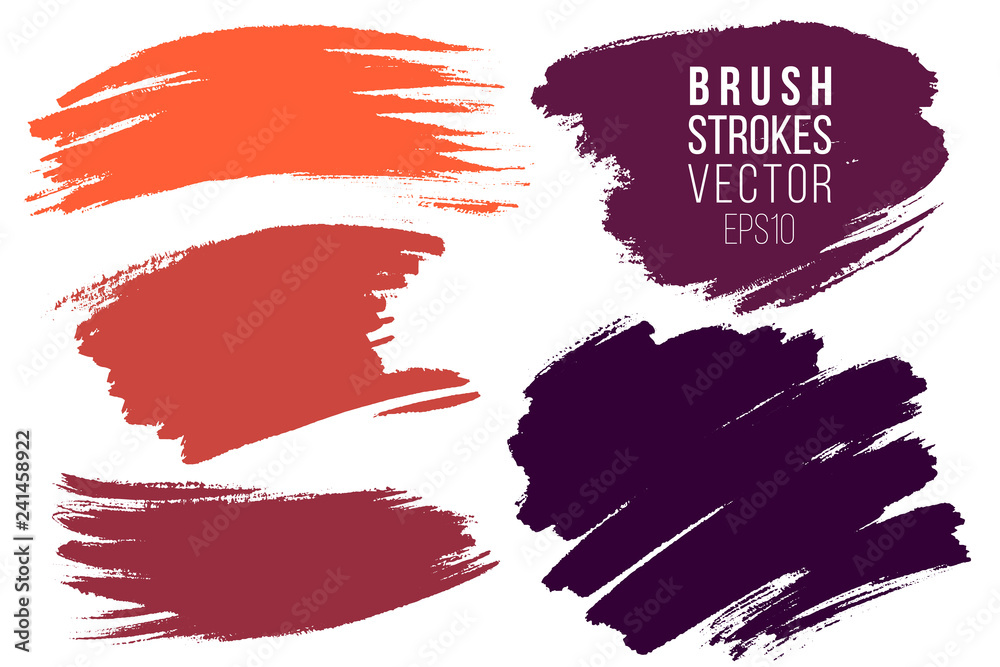 Vector set of hand drawn brush strokes and stains in various geometric ...