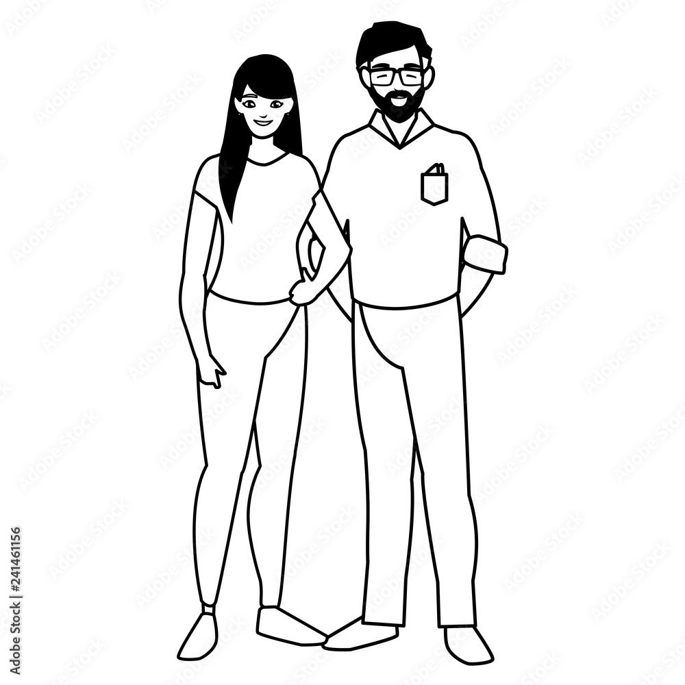 young couple avatars characters young couple avatars characters