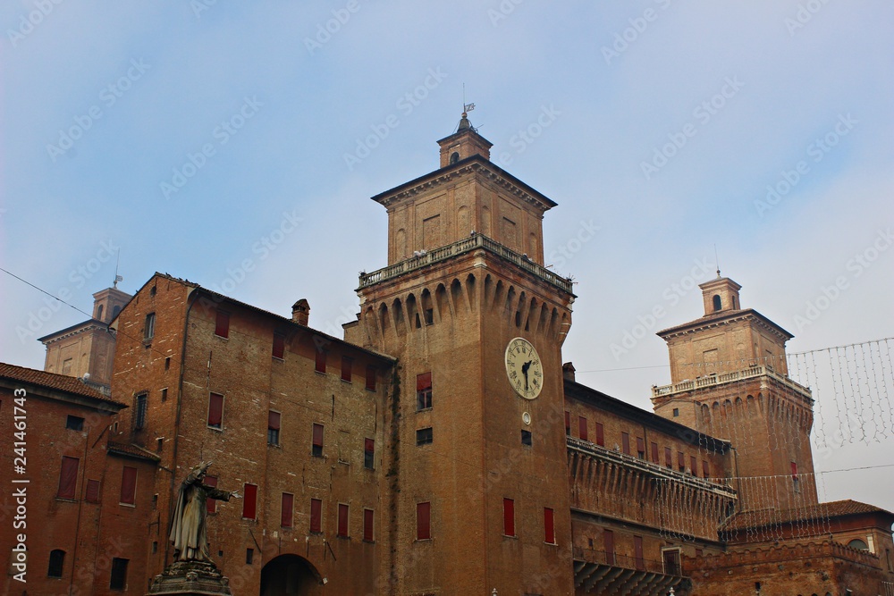 Italy: View of Estense Castle in Ferrara.