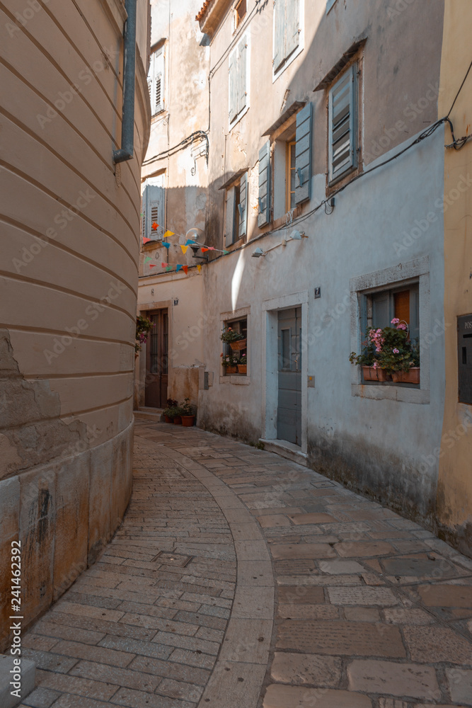 narrow street of porec, croatia