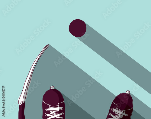 Ice hockey skates stick and puck top view