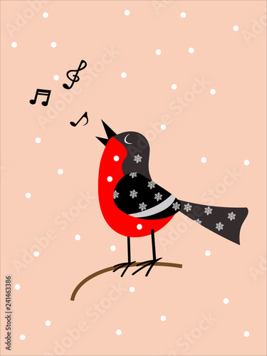 Singing bird on a pink background
