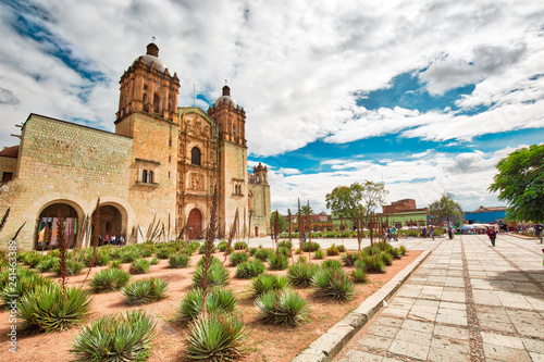Oaxaca, Mexico-2 December 2018: Landmark Santo Domingo Cathedral in historic Oaxaca city center photo