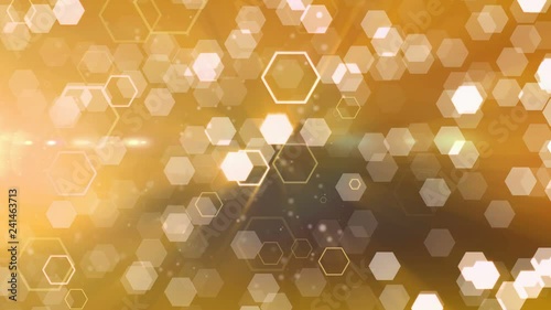 Abstract background gold glitter hexagon 4K animation. 