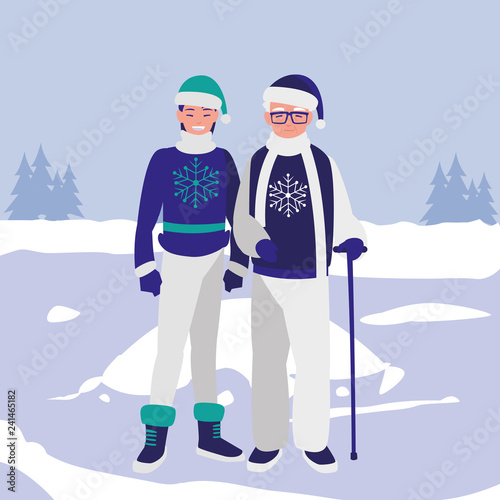 young couple with winter clothes
