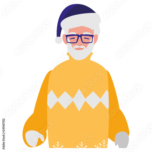 cute grandfather with winter clothes