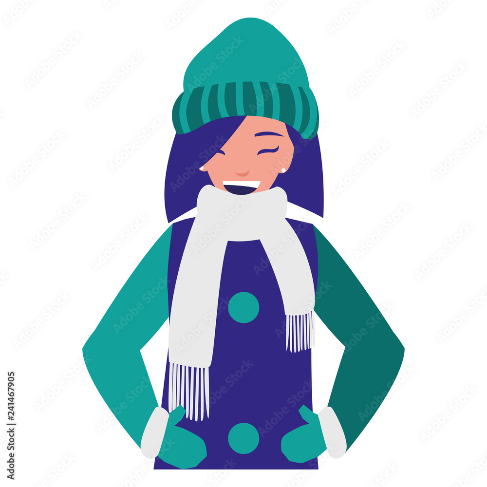 young woman with winter clothes