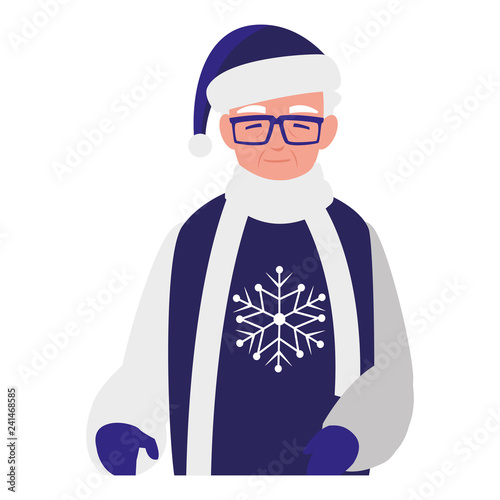 cute grandfather with winter clothes