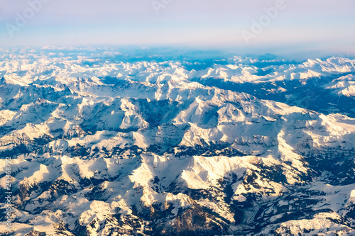 Aerial view to Alps from the plane, Austria