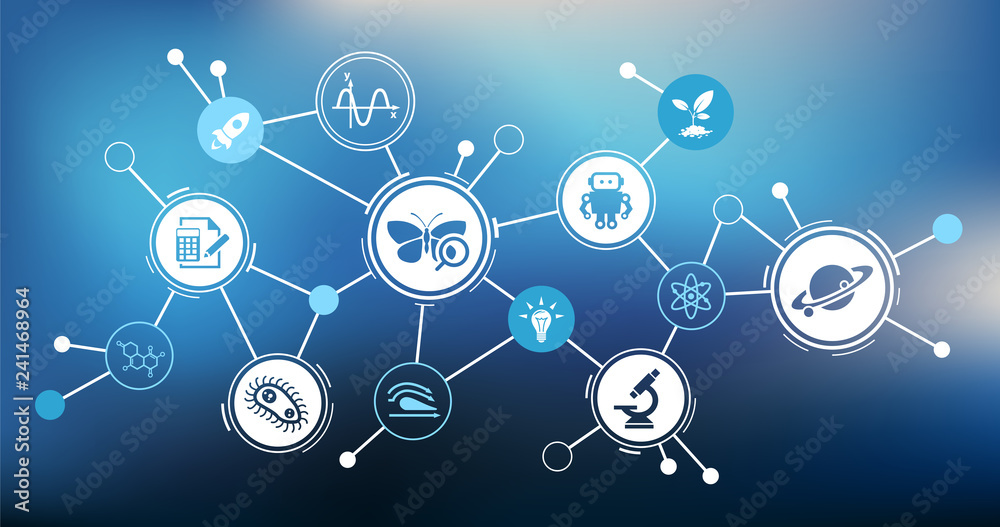 science concept / various scientific research fields / science education - vector illustration science concept / various scientific research fields / science education - vector illustration
