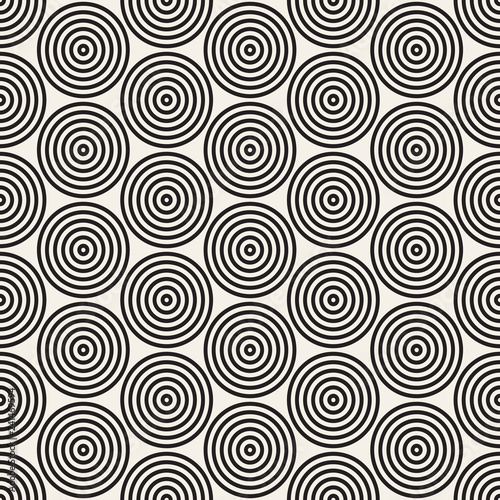 Vector seamless geometric pattern. Modern repeating lines background. Concentric circles abstract design.