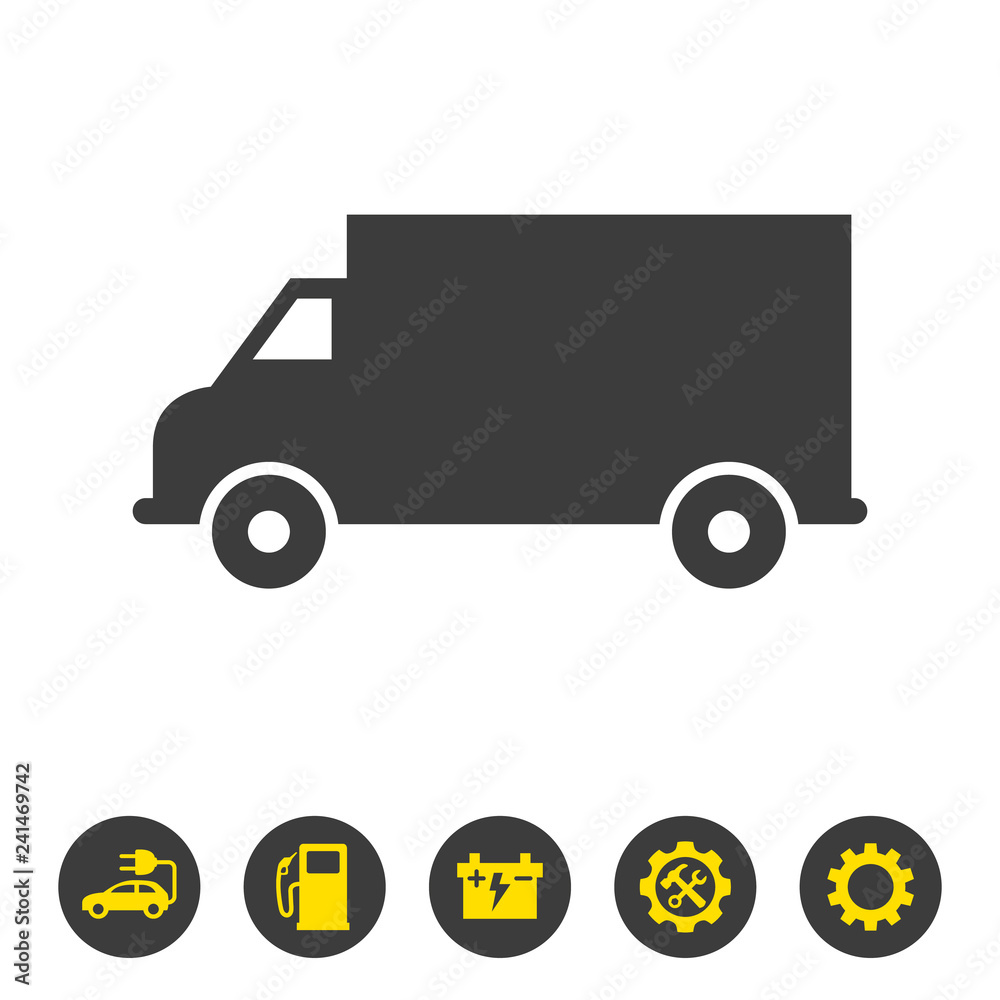 Delivery truck icon on white background. Delivery truck icon on white background.