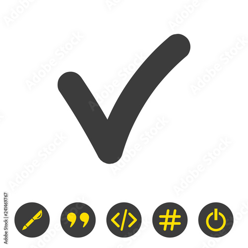 Check mark icon on white background.