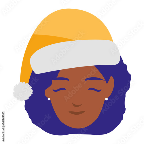 beautiful woman black head with winter hat