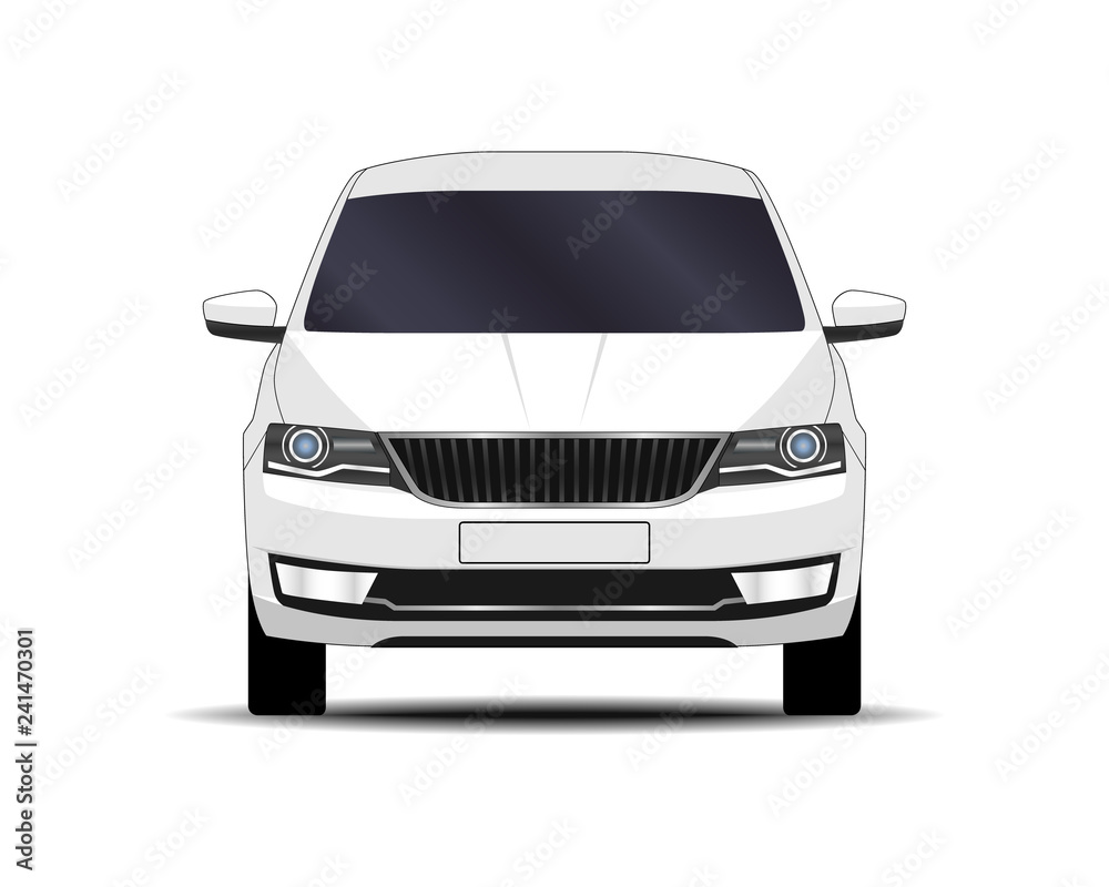 realistic car. sedan. front view.