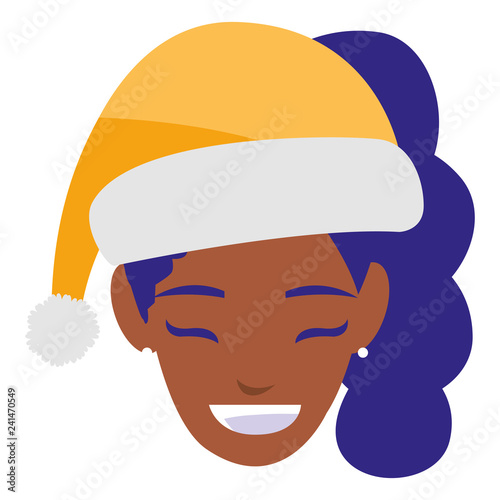 beautiful woman black head with winter hat