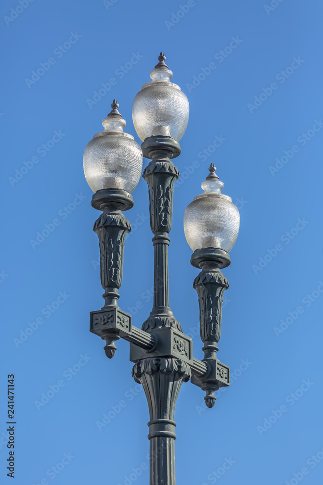 Detailed view of street lamp, retro style