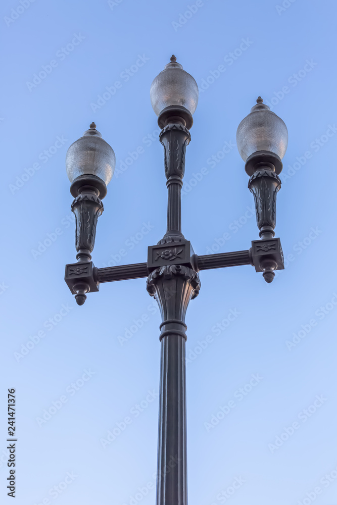 Detailed view of street lamp, retro style Detailed view of street lamp, retro style