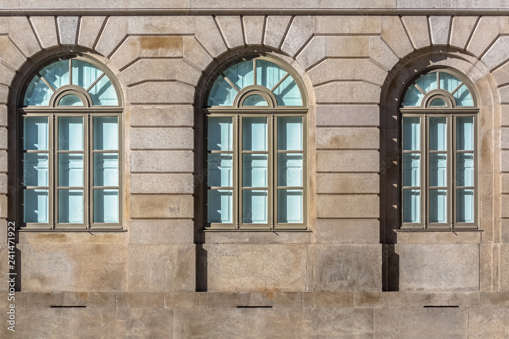 Detailed view at the windows at the University of Porto rectory building