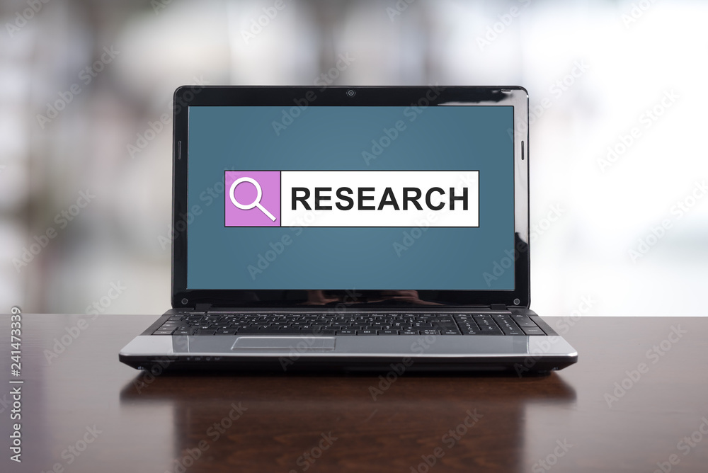 Research concept on a laptop Research concept on a laptop